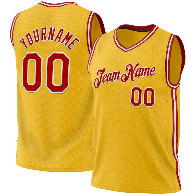 Gold0514.webp Custom Gold Red-White Authentic Throwback Basketball Jersey - Image 1