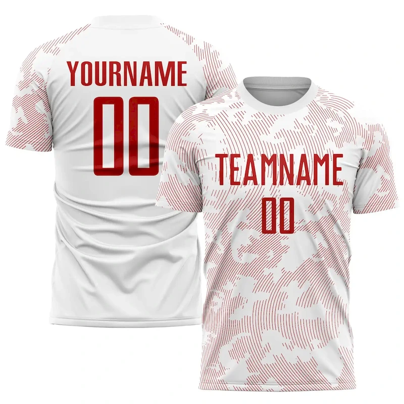 Soccer0780.webp Custom White Red Sublimation Soccer Uniform Jersey - Image 1