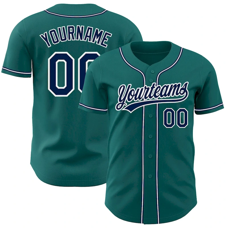 Teal0136.webp Custom Teal Navy-White Authentic Baseball Jersey - Image 1