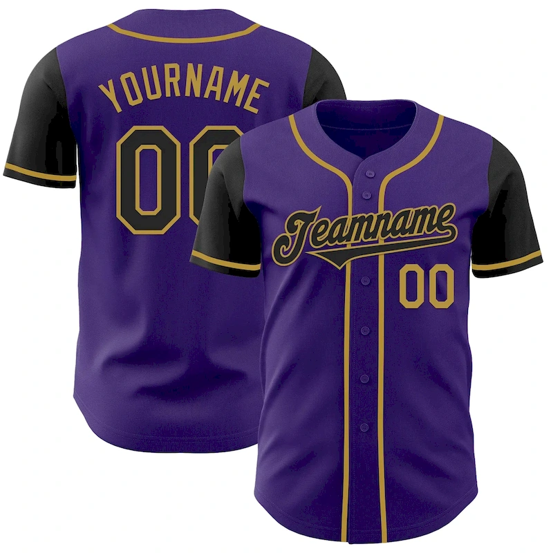 TwoTone0728.webp Custom Purple Black-Old Gold Authentic Two Tone Baseball Jersey - Image 1